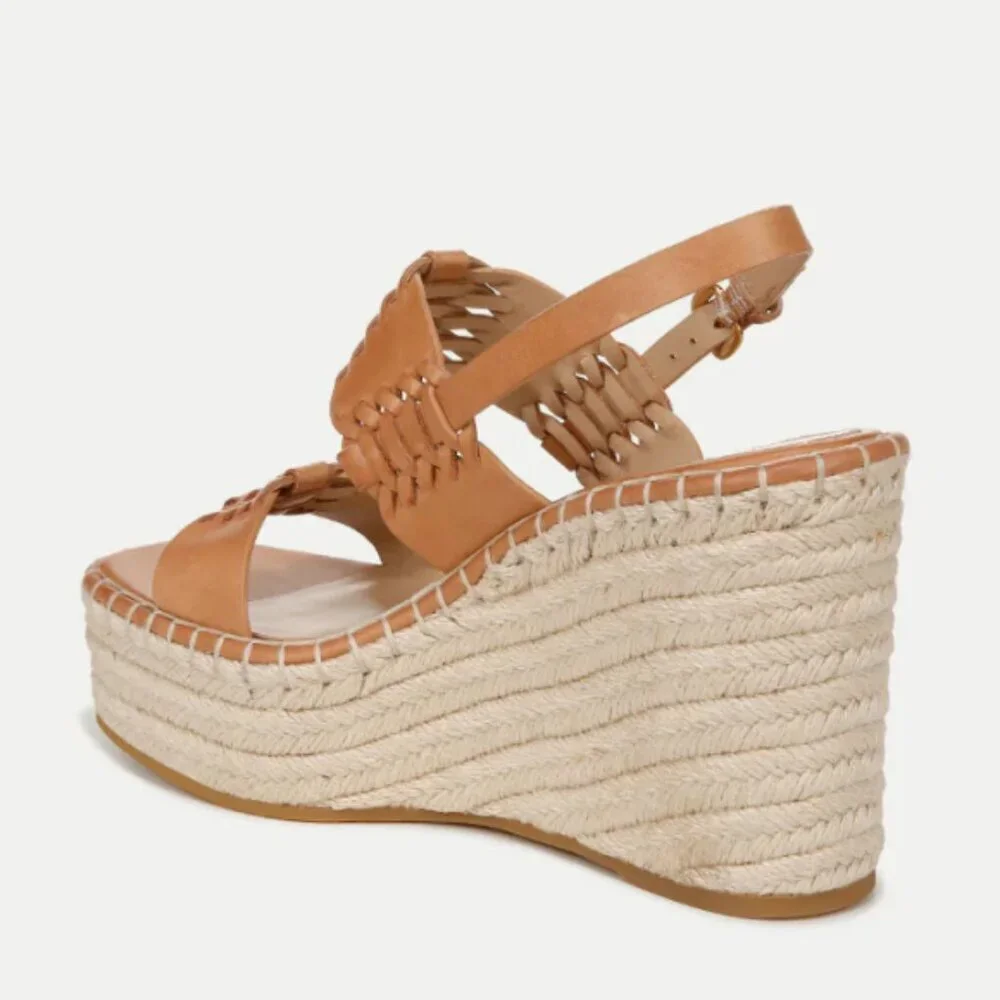 Veronica Beard 'Riya' Leather Espadrille Sandals, Natural Tan